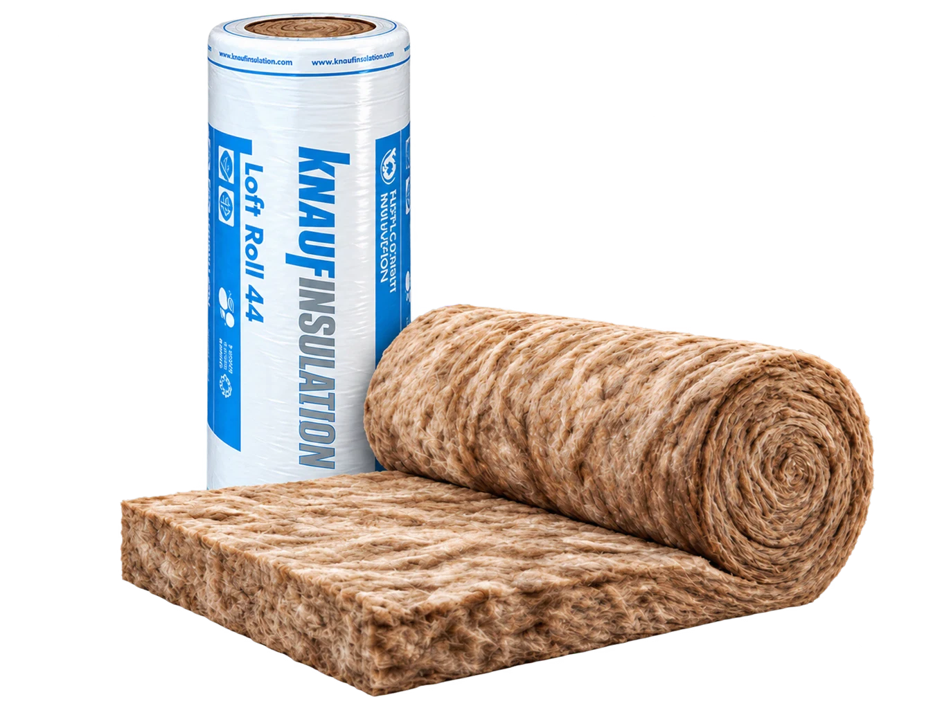 Knauf ceiling insulation roll with brown glass mineral wool